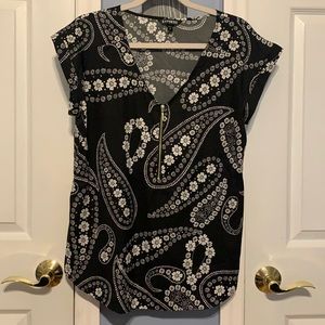 Black and white paisley blouse